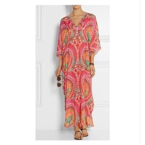 Mara Hoffman Beach Party Kaftan Swim Cover Maxi Dress Sheer Flowy